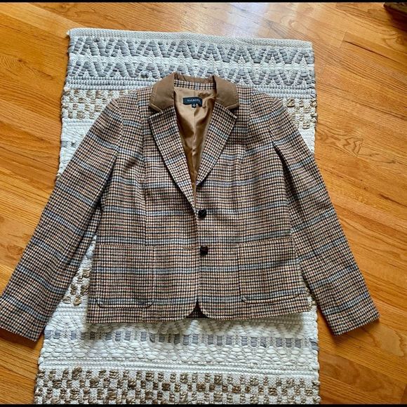 Talbots Jackets & Blazers - Women’s Talbots Blazer Size 14 Brown Tan with Some Blue Button Front